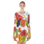 Fruits, Drip, Fruit, Paint, Spring Long Sleeve Velvet V-neck Dress