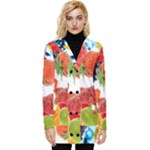 Fruits, Drip, Fruit, Paint, Spring Button Up Hooded Coat 