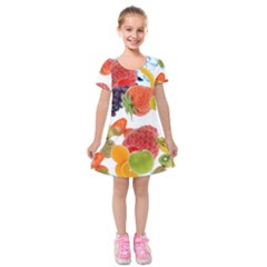 Fruits, Drip, Fruit, Paint, Spring Kids  Short Sleeve Velvet Dress from ArtsNow.com