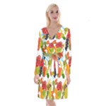 Fruits, Drip, Fruit, Paint, Spring Long Sleeve Velvet Front Wrap Dress