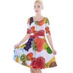 Fruits, Drip, Fruit, Paint, Spring Quarter Sleeve A-Line Dress With Pockets