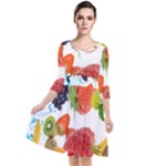 Fruits, Drip, Fruit, Paint, Spring Quarter Sleeve Waist Band Dress