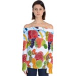 Fruits, Drip, Fruit, Paint, Spring Off Shoulder Long Sleeve Top