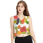 Fruits, Drip, Fruit, Paint, Spring V-Neck Cropped Tank Top