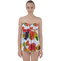 Fruits, Drip, Fruit, Paint, Spring Babydoll Tankini Top from ArtsNow.com