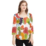 Fruits, Drip, Fruit, Paint, Spring Chiffon Quarter Sleeve Blouse