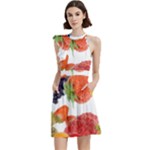 Fruits, Drip, Fruit, Paint, Spring Cocktail Party Halter Sleeveless Dress With Pockets