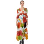 Fruits, Drip, Fruit, Paint, Spring Button Up Boho Maxi Dress