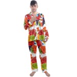 Fruits, Drip, Fruit, Paint, Spring Men s Long Sleeve Satin Pajamas Set