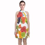 Fruits, Drip, Fruit, Paint, Spring Velvet Halter Neckline Dress 