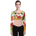 Fruits, Drip, Fruit, Paint, Spring Velvet Long Sleeve Crop Top