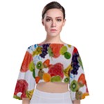 Fruits, Drip, Fruit, Paint, Spring Tie Back Butterfly Sleeve Chiffon Top