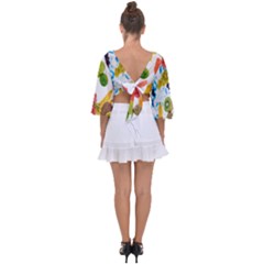 Tie Back Butterfly Sleeve Chiffon Top 