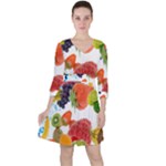 Fruits, Drip, Fruit, Paint, Spring Quarter Sleeve Ruffle Waist Dress