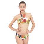 Fruits, Drip, Fruit, Paint, Spring High Neck Bikini Set