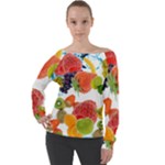 Fruits, Drip, Fruit, Paint, Spring Off Shoulder Long Sleeve Velour Top