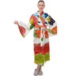 Fruits, Drip, Fruit, Paint, Spring Maxi Velvet Kimono