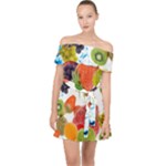 Fruits, Drip, Fruit, Paint, Spring Off Shoulder Chiffon Dress