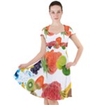 Fruits, Drip, Fruit, Paint, Spring Cap Sleeve Midi Dress With Pockets