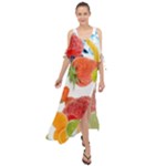 Fruits, Drip, Fruit, Paint, Spring Maxi Chiffon Cover Up Dress