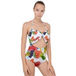 Fruits, Drip, Fruit, Paint, Spring Scallop Top Cut Out Swimsuit