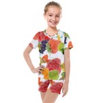 Fruits, Drip, Fruit, Paint, Spring Kids  Mesh T-Shirt and Shorts Set