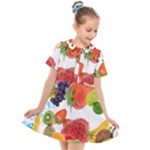 Fruits, Drip, Fruit, Paint, Spring Kids  Short Sleeve Shirt Dress