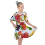 Fruits, Drip, Fruit, Paint, Spring Kids  Shoulder Cutout Chiffon Dress