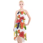 Fruits, Drip, Fruit, Paint, Spring High-Low Halter Chiffon Dress 