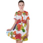 Fruits, Drip, Fruit, Paint, Spring Short Sleeve Shoulder Cut Out Dress 