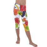 Fruits, Drip, Fruit, Paint, Spring Kids  Lightweight Velour Capri Leggings 