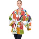 Fruits, Drip, Fruit, Paint, Spring Long Sleeve Velvet Kimono 