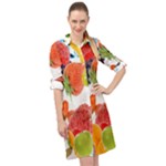 Fruits, Drip, Fruit, Paint, Spring Long Sleeve Mini Shirt Dress