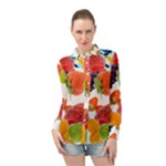 Fruits, Drip, Fruit, Paint, Spring Long Sleeve Chiffon Shirt