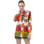 Fruits, Drip, Fruit, Paint, Spring Long Sleeve Satin Shirt