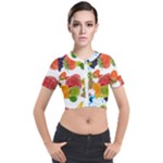 Fruits, Drip, Fruit, Paint, Spring Short Sleeve Cropped Jacket