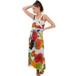 Fruits, Drip, Fruit, Paint, Spring V-Neck Chiffon Maxi Dress