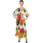 Fruits, Drip, Fruit, Paint, Spring V-Neck Boho Style Maxi Dress