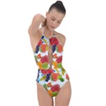 Fruits, Drip, Fruit, Paint, Spring Plunge Cut Halter Swimsuit