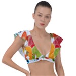 Fruits, Drip, Fruit, Paint, Spring Plunge Frill Sleeve Bikini Top