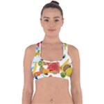 Fruits, Drip, Fruit, Paint, Spring Cross Back Hipster Bikini Top 