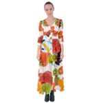 Fruits, Drip, Fruit, Paint, Spring Button Up Maxi Dress