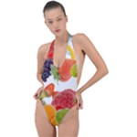 Fruits, Drip, Fruit, Paint, Spring Backless Halter One Piece Swimsuit