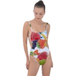 Fruits, Drip, Fruit, Paint, Spring Tie Strap One Piece Swimsuit