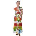 Fruits, Drip, Fruit, Paint, Spring Flutter Sleeve Maxi Dress