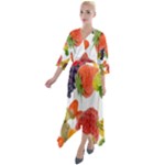 Fruits, Drip, Fruit, Paint, Spring Quarter Sleeve Wrap Front Maxi Dress