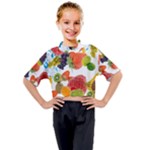 Fruits, Drip, Fruit, Paint, Spring Kids Mock Neck T-Shirt