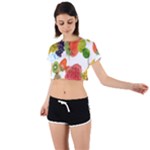 Fruits, Drip, Fruit, Paint, Spring Tie Back Short Sleeve Crop T-Shirt