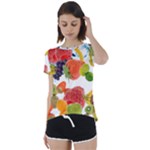 Fruits, Drip, Fruit, Paint, Spring Short Sleeve Open Back T-Shirt