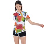 Fruits, Drip, Fruit, Paint, Spring Asymmetrical Short Sleeve Sports T-Shirt